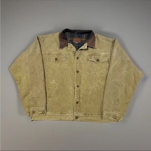 Vintage Koolah Men's Tan Waxed Canvas Blanket Lined Field Hunting Barn Jacket XL